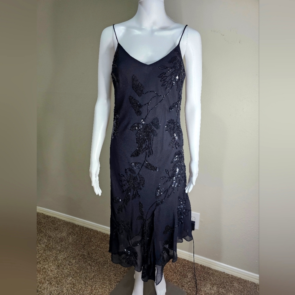 JKara squin black formal asymmetrical  dress. Size medium